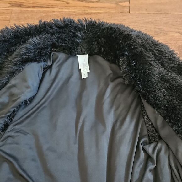 Wynne Collection Women's Plush Teddy Jacket Sz Medium Black Ultra Soft Cozy Glam - Picture 6 of 9